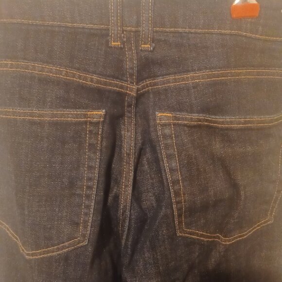 Zara Zip Fly Dark Denim Like New Extra Long Straight Leg Heavy Jeans 4 - Picture 3 of 6